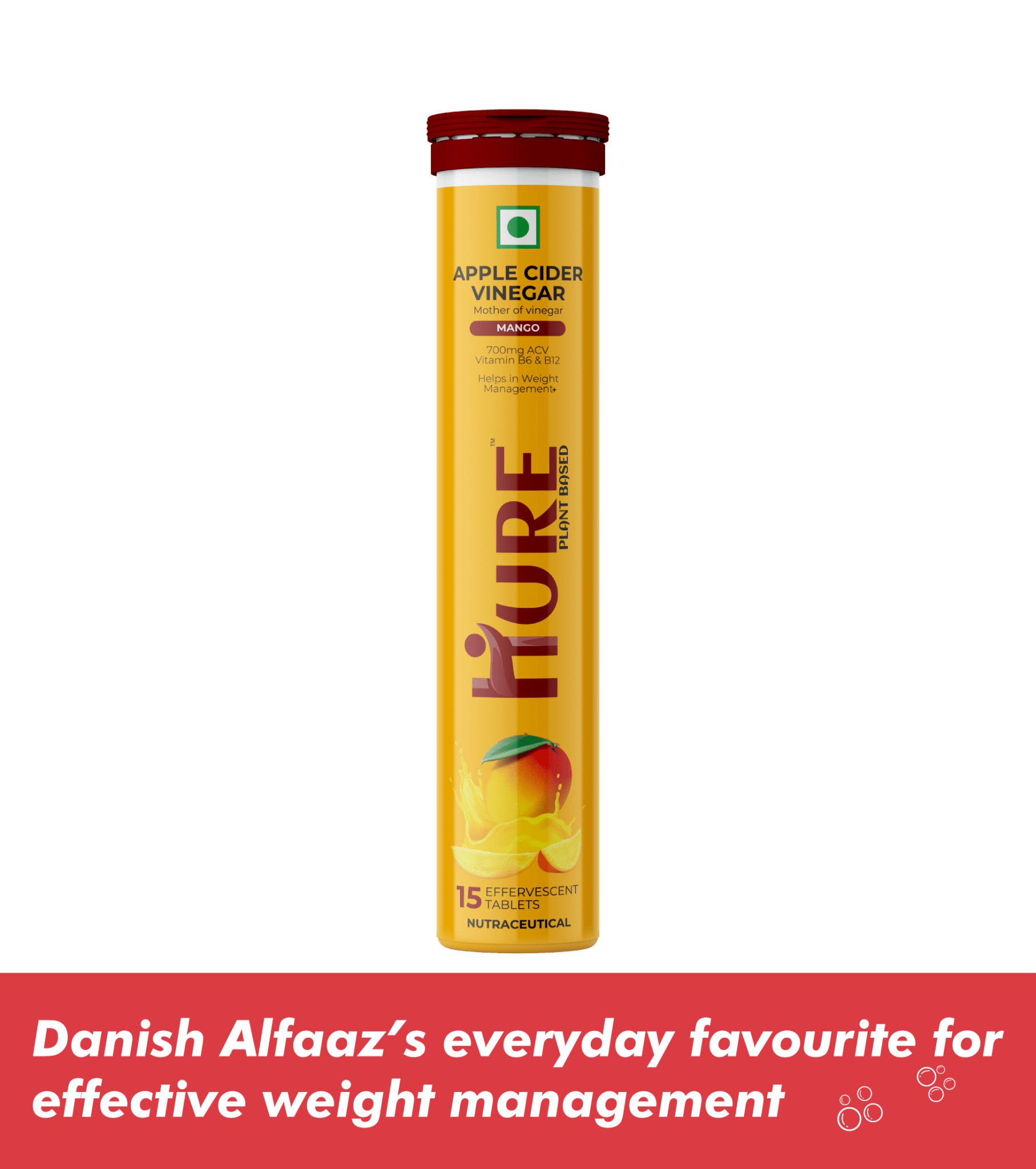 HURE Apple Cider Vinegar 15 Effervescent Tablets (Mango) Hure